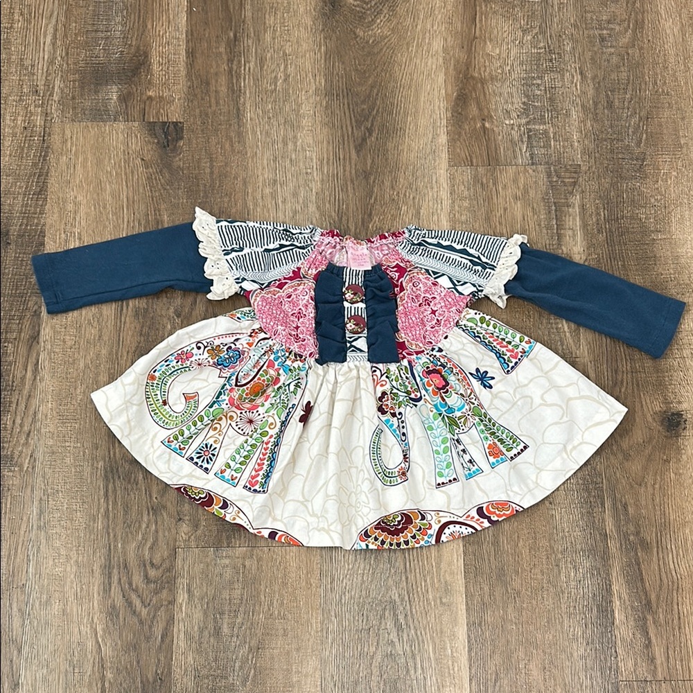 Giggle Moon,Colorful Elephant Print with Long Sleeves